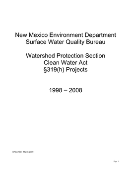 Watershed Protection Section Projects 1998 - 2008