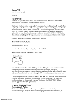 10 Mg/Ml DESCRIPTION Nicotrol® NS (Nicotine Nasal Spray)