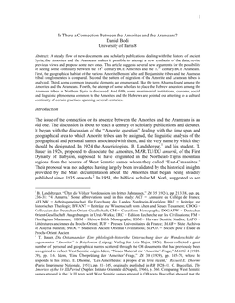 1 Is There a Connection Between the Amorites and the Arameans?