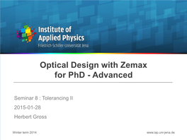 Optical Design with Zemax for Phd - Advanced