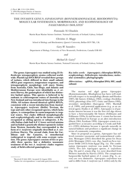 The Invasive Genus Asparagopsis (Bonnemaisoniaceae, Rhodophyta): Molecular Systematics, Morphology, and Ecophysiology of Falkenbergia Isolates1