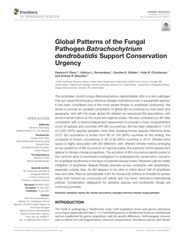 Global Patterns of the Fungal Pathogen Batrachochytrium Dendrobatidis Support Conservation Urgency