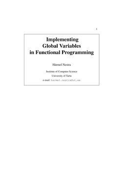 Implementing Global Variables in Functional Programming