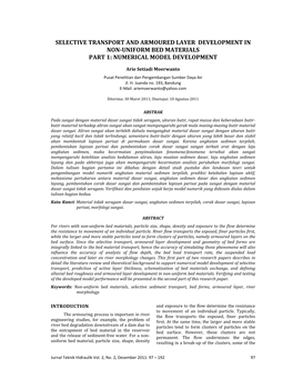 Selective Transport and Armoured Layer Development in Non­Uniform Bed Materials Part 1: Numerical Model Development