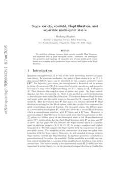 Segre Variety, Conifold, Hopf Fibration, and Separable Multi-Qubit States