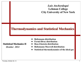 Thermodynamics and Statistical Mechanics