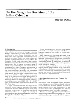 On the Gregorian Revision of the Julian Calendar Jacques Dutka