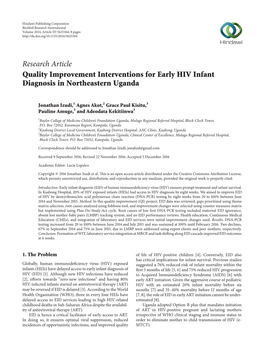 Quality Improvement Interventions for Early HIV Infant Diagnosis in Northeastern Uganda