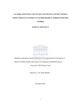 Factors Affecting Voluntary Counseling and Hiv Testing