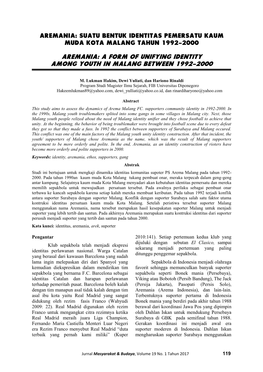A Form of Unifying Identity Among Youth in Malang Between 1992-2000