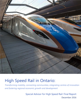 High Speed Rail in Ontario: Special