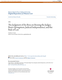 Bruce Springsteen, Judicial Independence, and the Rule of Law Charles G