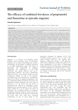 The Efficacy of Combined Low-Doses of Propranolol and Flunarizine in Episodic Migraine