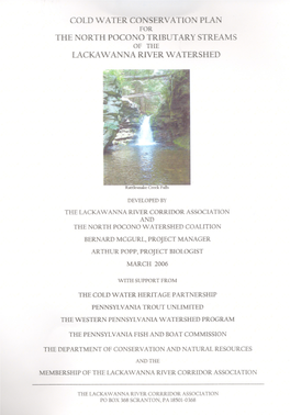 Cold Water Conservation Plan for the North Pocono Tributary Streams of the Lackaw Anna River Watershed