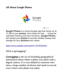 About Google Photos What Is Geotagging?