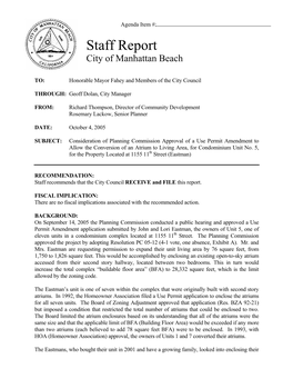 Staff Report City of Manhattan Beach