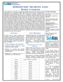 Hereditary Hearing Loss-Usher Syndrome