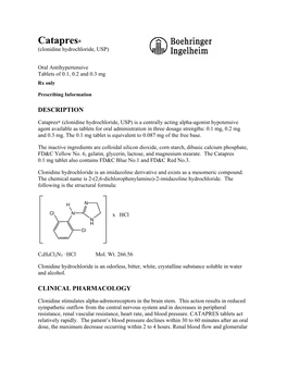 Catapres (Clonidine Hydrochloride) Label