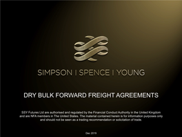 Dry Bulk Forward Freight Agreements