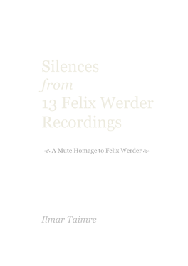 Silences 13 Felix Werder Recordings