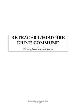 Retracer L'histoire D'une Commune