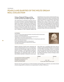 Pearls and Rarities of the Welte Organ Roll Collection
