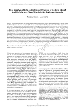 New Geophysical Data on the Internal Structure of the Gáva Sites of Andrid-Corlat and Căuaş-Sighetiu in North-Western Romania