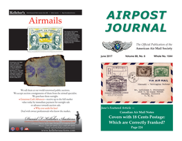 Airpost Journal Letter to — ARTICLES — Aero Philatelist Annals Needed