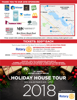 Holiday House Tour Nov 24 & 25 2016From 11 A.M.2016 - 4 P.M