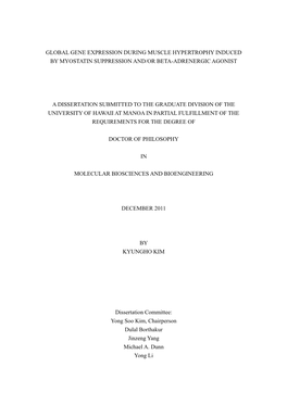 Global Gene Expression During Muscle Hypertrophy Induced by Myostatin Suppression And/Or Beta-Adrenergic Agonist