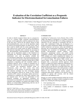 Evaluation of the Correlation Coefficient As a Prognostic Indicator for Electromechanical Servomechanism Failures