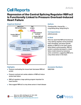 Repression of the Central Splicing Regulator Rbfox2 Is Functionally Linked to Pressure Overload-Induced Heart Failure