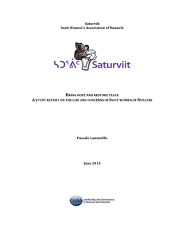 Saturviit Inuit Women's Association of Nunavik Pascale Laneuville June