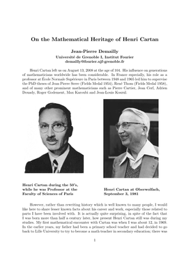 On the Mathematical Heritage of Henri Cartan