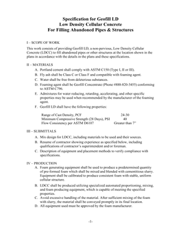 Foam Concrete Specifications