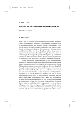 CHAPTER 9 Narrative and the Rationality of Mathematical Practice