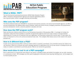 PAB NCSA Public Education Program