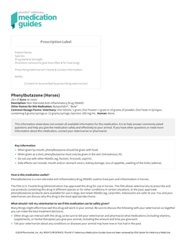 Phenylbutazone (Horses)