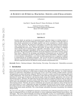 A Survey on Ethical Hacking: Issues and Challenges