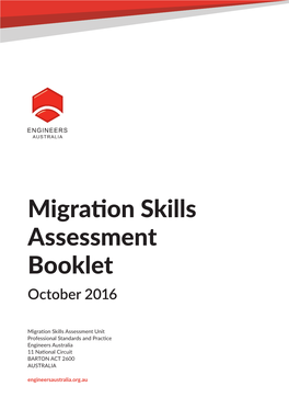 Migration Skills Assessment Booklet October 2016