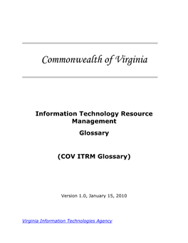 COV ITRM Glossary)