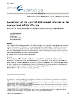 Assessment of the External Institutional Influence in The