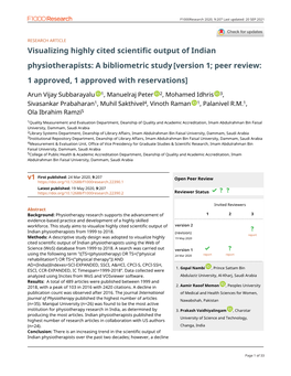 Visualizing Highly Cited Scientific Output of Indian Physiotherapists: a Bibliometric Study [Version 1; Peer Review: 1 Approved, 1 Approved with Reservations]