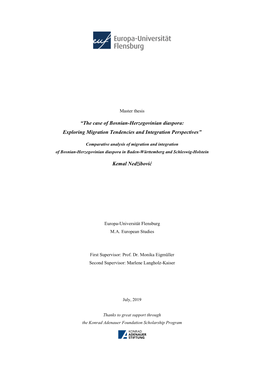 The Case of Bosnian-Herzegovinian Diaspora: Exploring Migration Tendencies and Integration Perspectives”