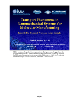 Transport Phenomena in Nanomechanical Systems for Molecular Manufacturing