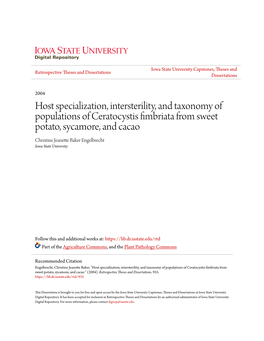 Host Specialization, Intersterility, and Taxonomy of Populations Of