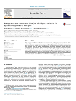 Energy Return on Investment (EROI) of Mini-Hydro and Solar PV Systems Designed for a Mini-Grid