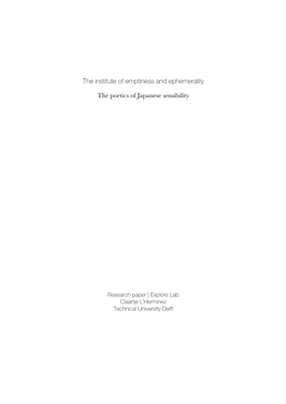 The Institute of Emptiness and Ephemerality the Poetics Of