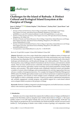 Challenges for the Island of Barbuda: a Distinct Cultural and Ecological Island Ecosystem at the Precipice of Change