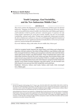 Youth Language, Gaul Sociability, and the New Indonesian Middle Class *